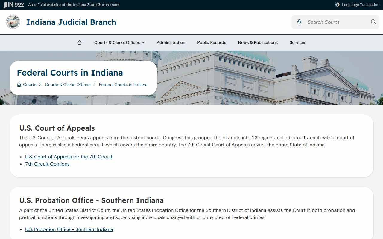 Bartholomew County court dockets Indiana federal courts page
