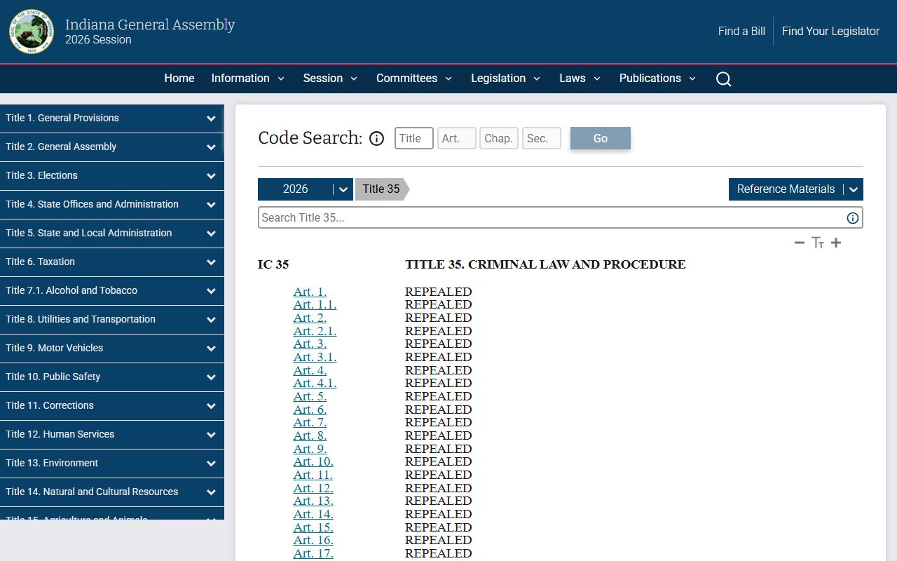 Bartholomew County criminal court records Indiana criminal code