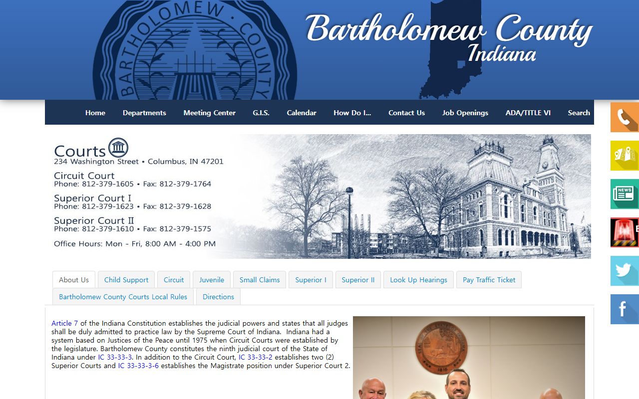 Bartholomew County court records county courts page